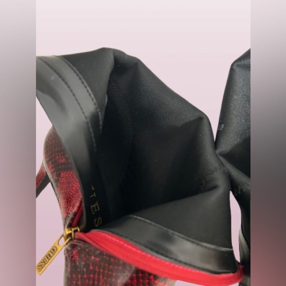 Guess Women’s Richery Stiletto Heel Ankle Dress Booties Red Snake 10M - Picture 15 of 16